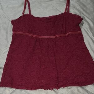 New York & Company Deep Red Lace Camisole